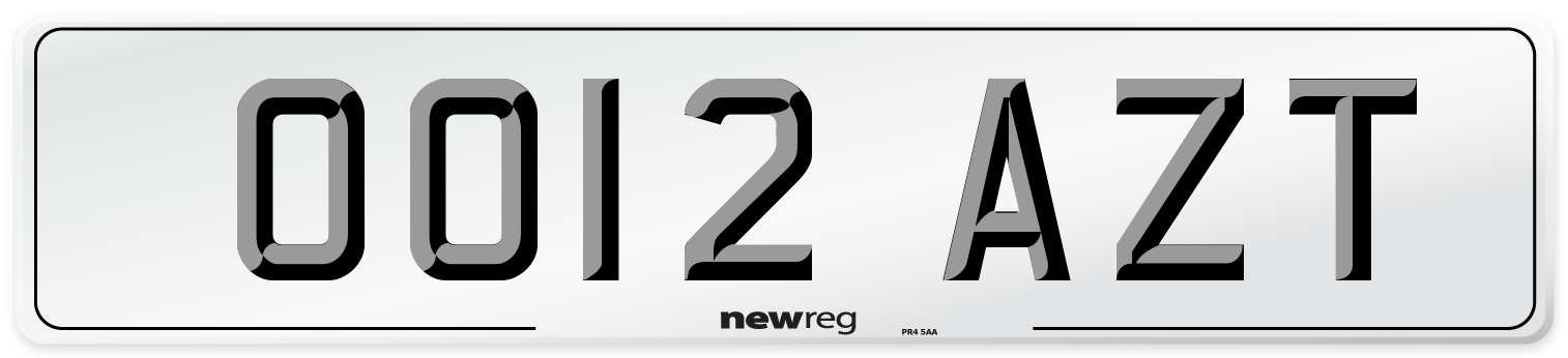 OO12 AZT Number Plate from New Reg